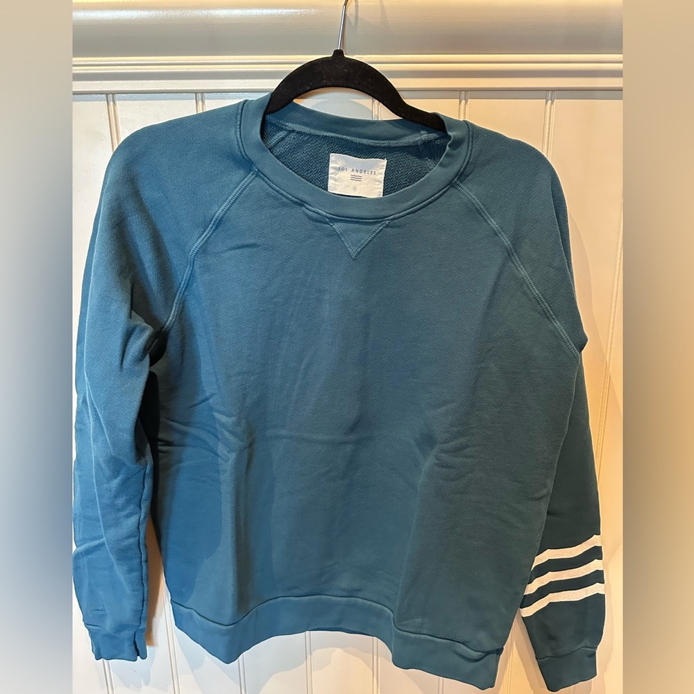 SOL ANGELES Ladies Women’s Size Medium Teal with White Stripes Sweatshirt